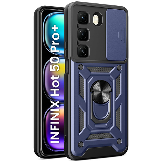 Husă blindată pentru Infinix Hot 50 Pro+ 4G, CamShield Slide, albastru
