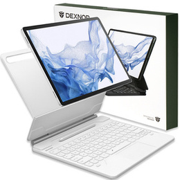 Husă tastatură pentru Samsung Galaxy Tab S7+ / S7 FE / S9+ / S8+ / S9 FE+ / S10+, Dexnor Magnetic Keyboard Touchpad, alb