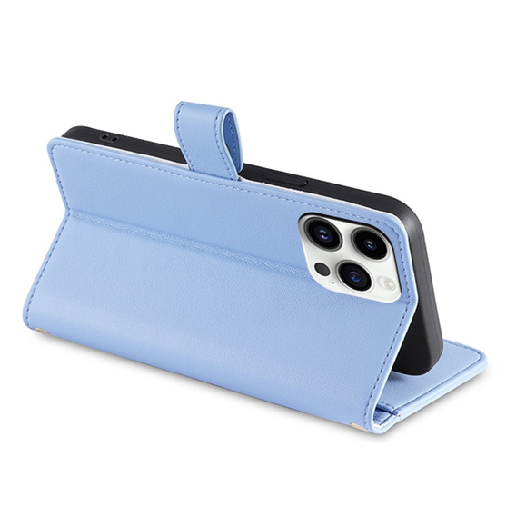 Cu clapetă pentru iPhone 14 Pro Max, Wallet Zipper Pocket, albastru