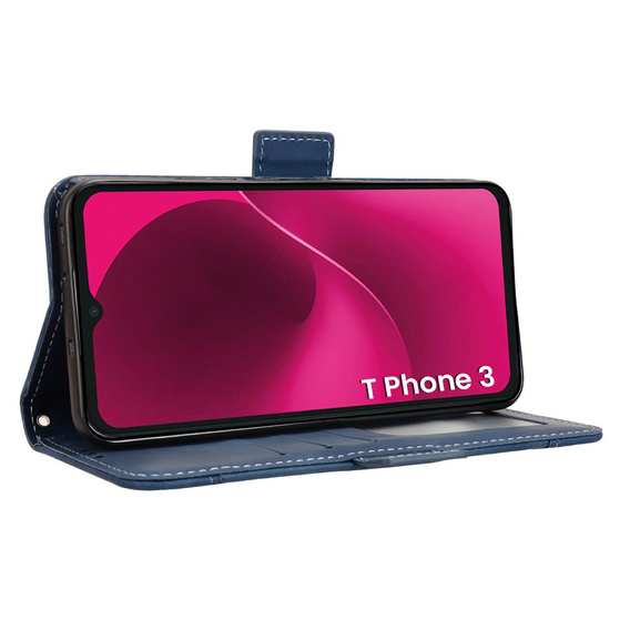 Cu clapetă pentru T Phone 3 5G, Card Slot, albastru închis