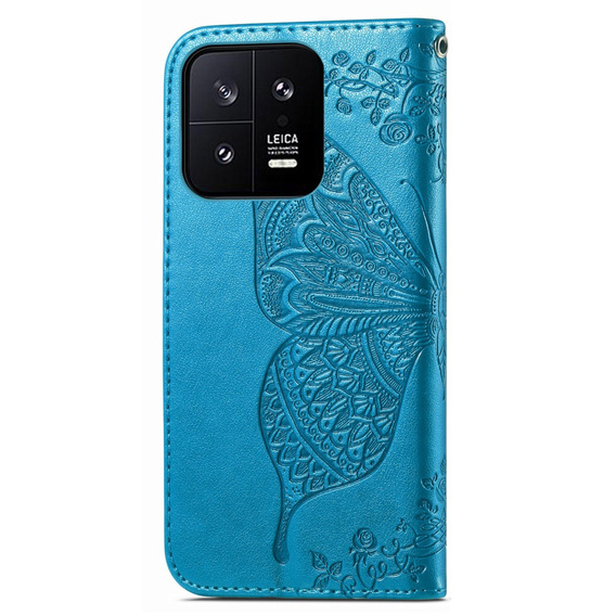 Cu clapetă pentru Xiaomi 13, Butterfly, albastru