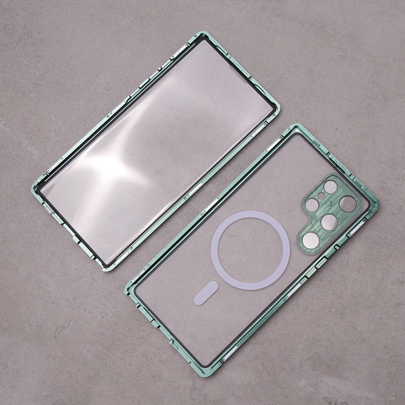Carcasa Magnetic Dual Glass MagSafe pentru Samsung Galaxy S23 Ultra, verde