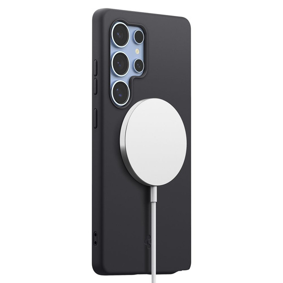 Carcasă Spigen pentru Samsung Galaxy S25 Ultra, Silicone Fit Mag, negru + sticlă călită