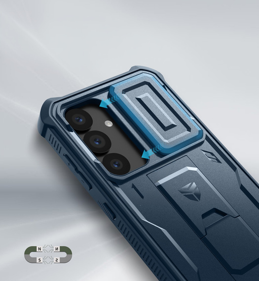 Husă blindată pentru Samsung Galaxy S25, Dexnor Full Body (Two Frames), albastru închis