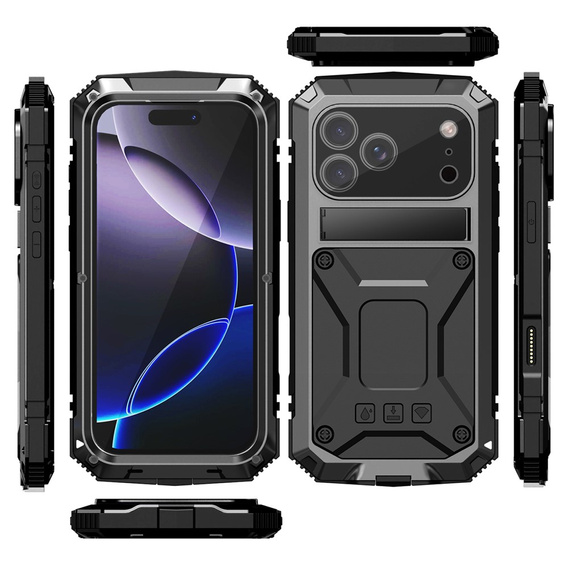 Husă R-JUST cu suport și sticlă încorporată pentru iPhone 17 Pro Max