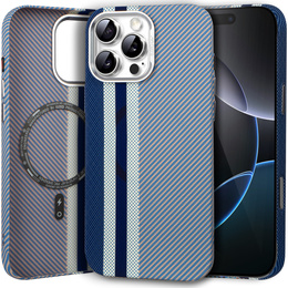 Carcasa pentru iPhone 16 Pro Max, Carbon Fiber MagSafe, albastru