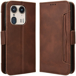 Cu clapetă pentru Motorola Edge 50 Ultra, Card Slot, maro