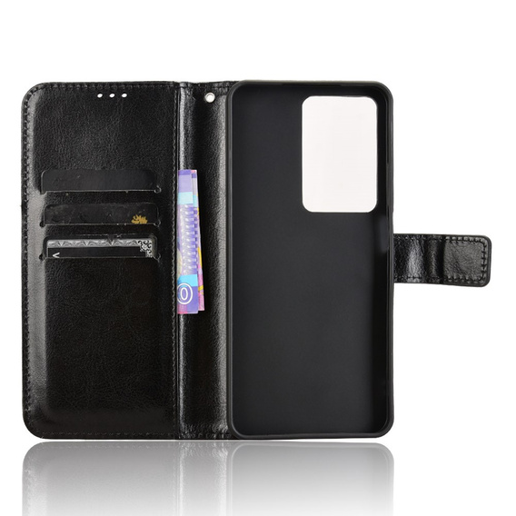Cu clapetă pentru Realme 14X / Realme C75, Crazy Horse Wallet, negru
