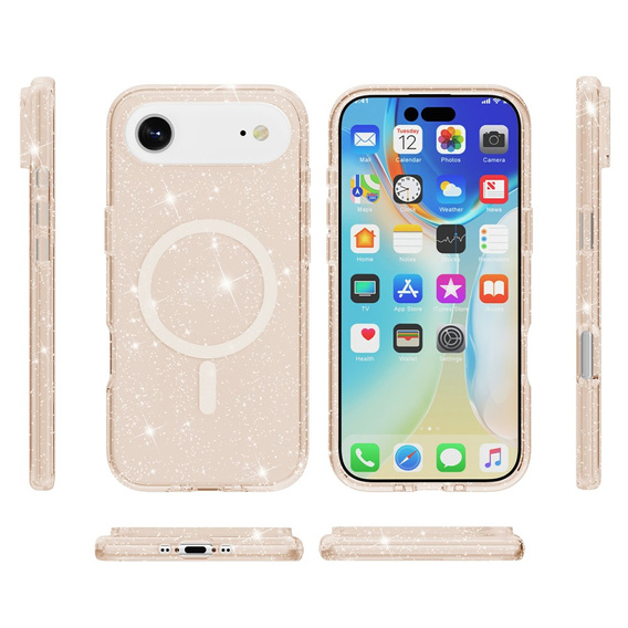 Husă pentru iPhone Air, pentru MagSafe, glitter, aur translucid