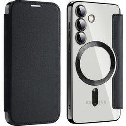 Cu clapetă pentru Samsung Galaxy S24, RFID Wallet MagSafe CamShield, negru