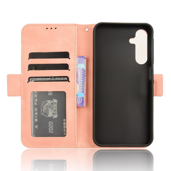 Cu clapetă pentru Samsung Galaxy A25 5G, Card Slot, roz