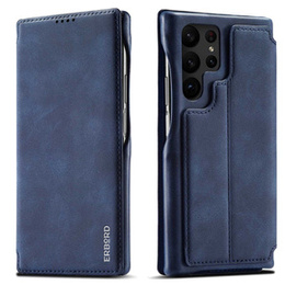 Carcasa cu clapetă pentru Samsung Galaxy S23 Ultra, ERBORD Retro, albastru