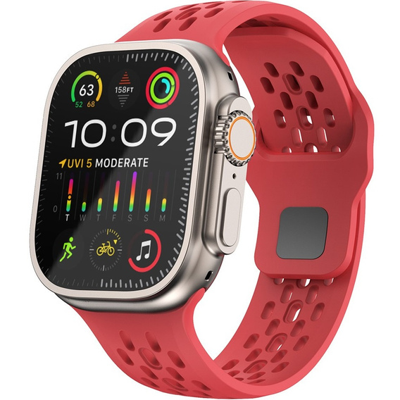Curea de silicon pentru Apple Watch 1/2/3/4/4/5/6/6/7/8/SE/ULTRA 42/44/45/49MM, roșu