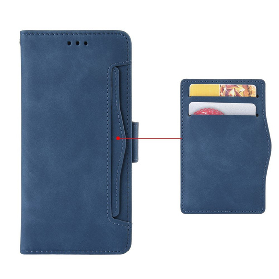 Cu clapetă pentru Xiaomi Redmi Note 9, Card Slot, albastru