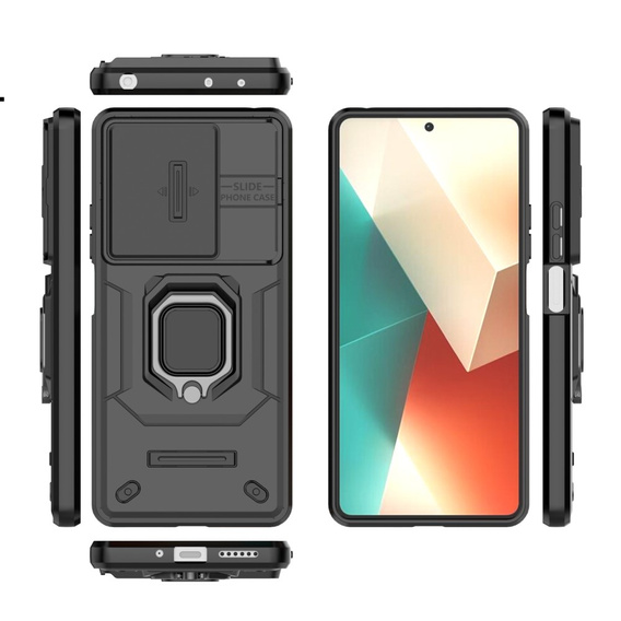 Husă pentru Xiaomi Redmi Note 13 5G, KickStand Camera Lens, negru