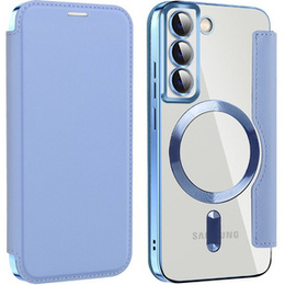 Cu clapetă pentru Samsung Galaxy S22 5G, RFID Wallet MagSafe CamShield, albastru