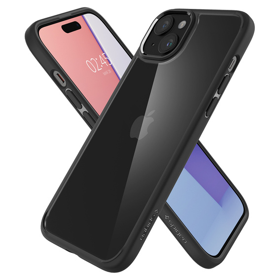 Carcasa Spigen pentru iPhone 15, Ultra Hybrid, negru + sticlă temperată 9H