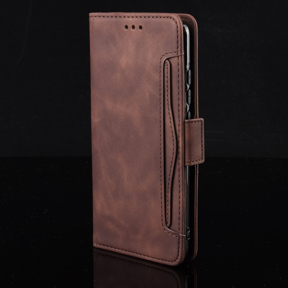 Cu clapetă pentru Samsung Galaxy S25 FE, Card Slot, maro