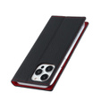 Cu clapetă pentru iPhone 15 Pro Max, Litchi Skin Grain, negru