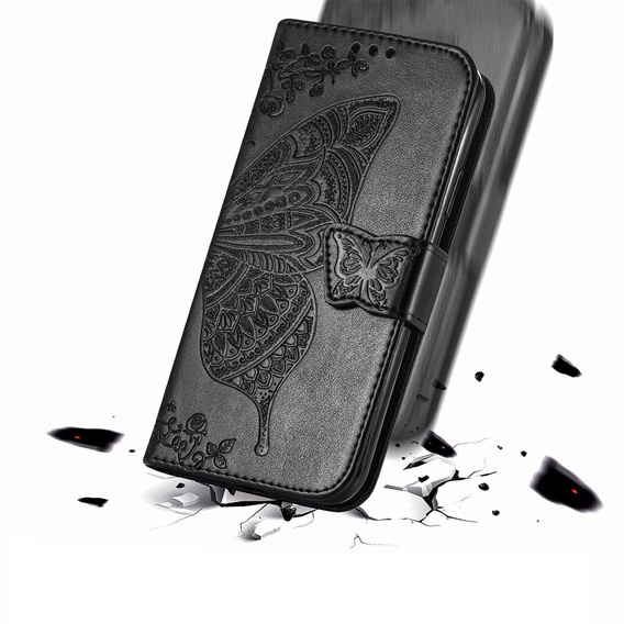 Cu clapetă pentru Samsung Galaxy M15 5G, Butterfly, negru