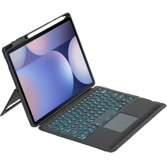 Husă cu tastatură bluetooth iluminată pentru Samsung Galaxy S9+ / S9 FE+ / S10+ Plus, negru