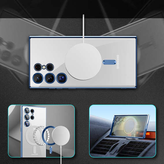 Huse pentru Samsung Galaxy S23 Ultra, MagSafe Hybrid, albastru închis