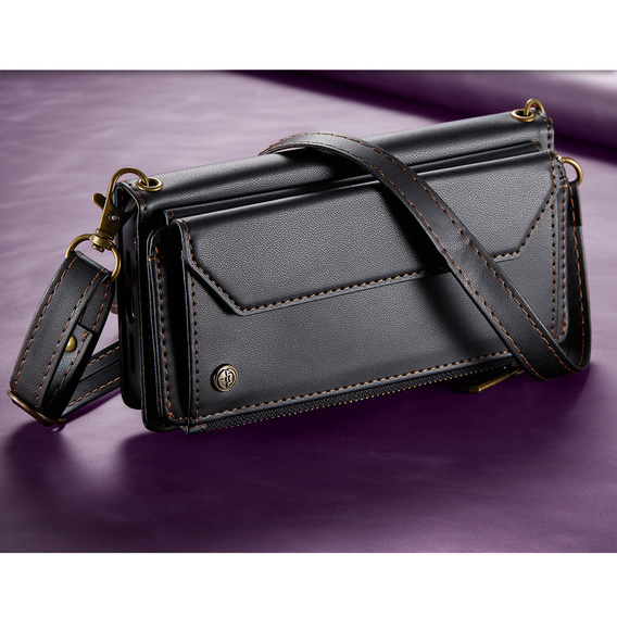 Husă portofel din piele CASEME RFID pentru Samsung Galaxy S26 Ultra, negru