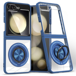 Husă pentru Samsung Galaxy Z Flip7 FE / Z Flip6, Corners Dropproof, pentru MagSafe, transparent / albastru marin