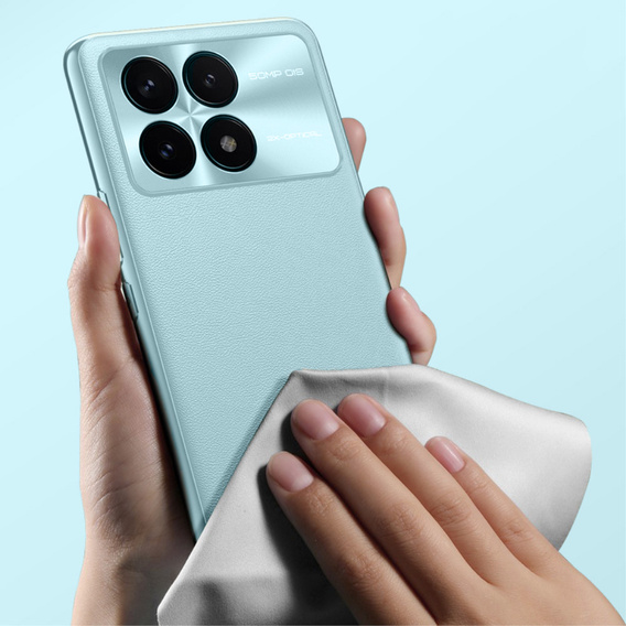 Husă din piele pentru Xiaomi Poco F6 Pro, leather hybrid, albastru