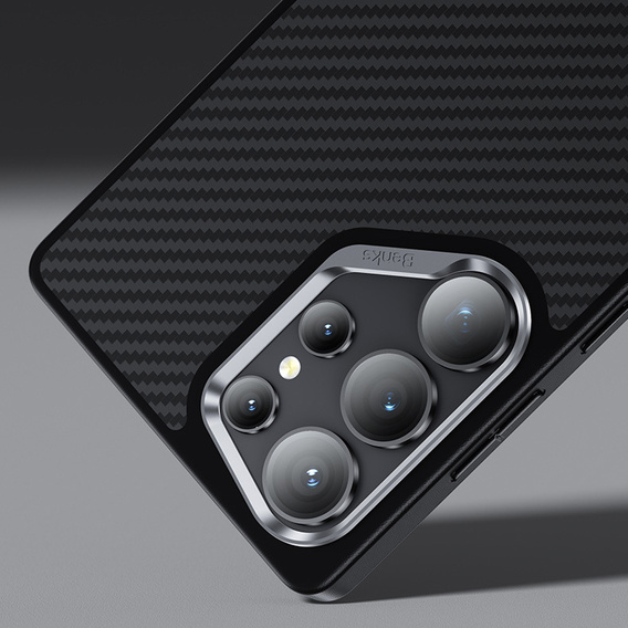 Carcasa BENKS Kevlar pentru Samsung Galaxy S25 Ultra, pentru MagSafe, Carbon Fiber, negru