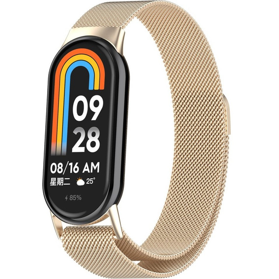Brățară milaneză cu brățară cu carcasă pentru Xiaomi Smart Band 10 / 9 / 8, șampanie