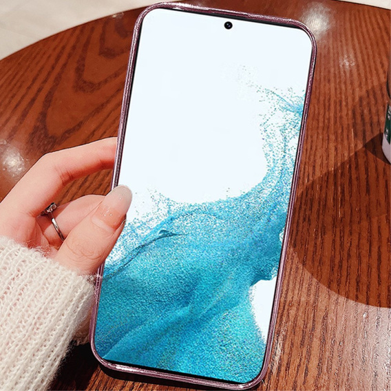 Husă pentru Samsung Galaxy S22, Glitter Flower, roz rose gold