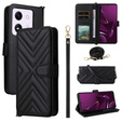 Carcasă cu clapetă pentru Xiaomi Poco M7 Pro 5G, Crossbody Leather Wallet, negru