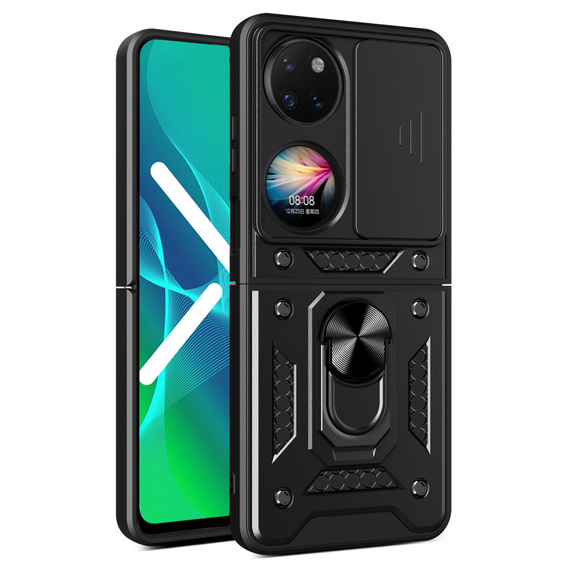 Husă blindată pentru Huawei P50 Pocket, CamShield Slide, negru