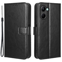 Cu clapetă pentru Realme C33, Crazy Horse Wallet, negru