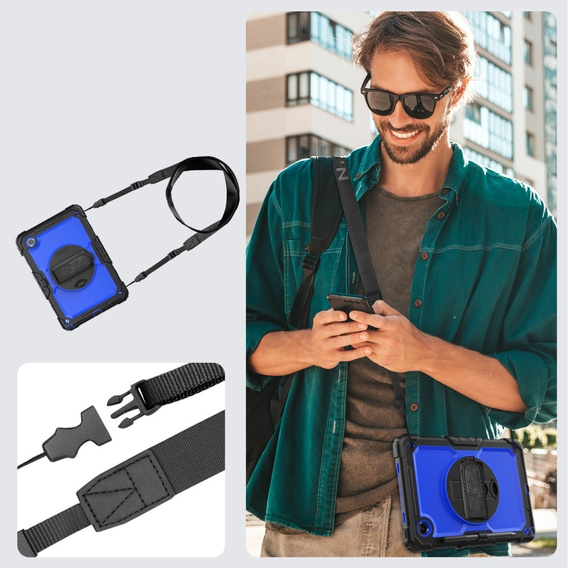 Husa blindată pentru Lenovo Tab M11, carcasă de protecție 360 cu slot pentru stylus, albastru închis