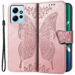 Cu clapetă pentru Xiaomi Redmi Note 12 4G, Butterfly, roz rose gold