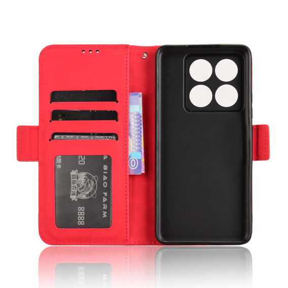 Cu clapetă pentru Xiaomi 14T Pro, Card Slot, roșu