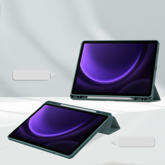 Husă pentru Samsung Galaxy Tab S10 Lite / S10 FE / S9 FE, Smartcase Hybrid, cu spațiu pentru stylus, verde închis