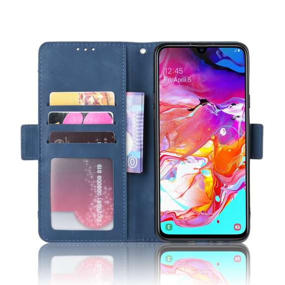 Cu clapetă pentru Samsung Galaxy A20s, Card Slot, albastru închis