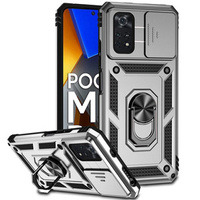 Husă blindată pentru Xiaomi Poco M4 Pro 4G, CamShield Slide, de argint