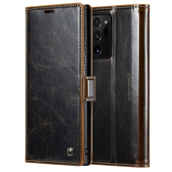 Carcasă flip CASEME pentru Samsung Galaxy Note 20 Ultra, Waxy Textured, cafea