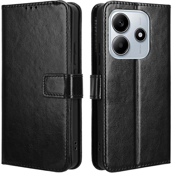 Cu clapetă pentru Xiaomi Redmi Note 14 5G, Crazy Horse Wallet, negru