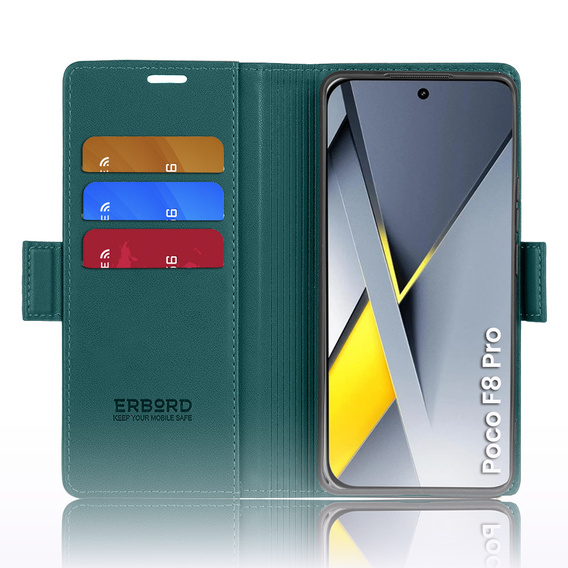 Husă flip ERBORD Glossy Litchi pentru Xiaomi Poco F8 Pro