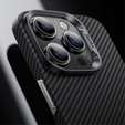Carcasa BENKS Kevlar pentru iPhone 15 Pro Max, pentru MagSafe, Carbon Fiber, negru