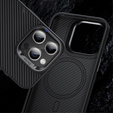 Carcasa BENKS Kevlar pentru iPhone 15 Pro Max, pentru MagSafe, Carbon Fiber, negru