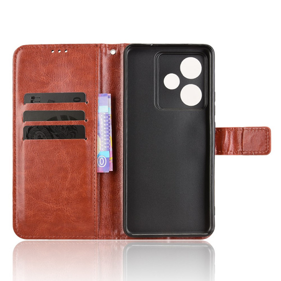 Cu clapetă pentru Realme GT 7 / 7T, Crazy Horse Wallet, maro