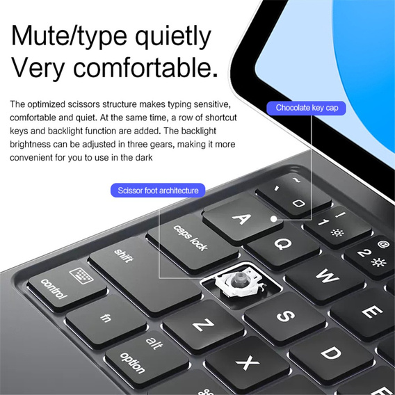Husă cu tastatură Bluetooth și touchpad pentru iPad 11" 2025 A16 (generația a 11-a) / iPad 10,9" 2022 (generația a 10-a)