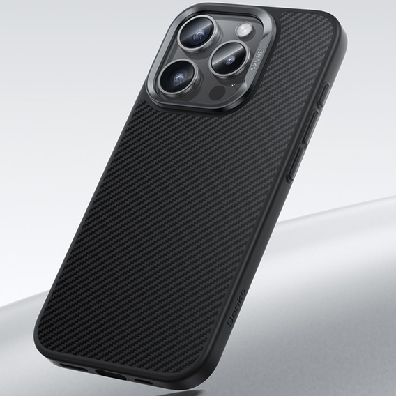 Carcasa BENKS Kevlar pentru iPhone 16 Pro, pentru MagSafe, Carbon Fiber, negru
