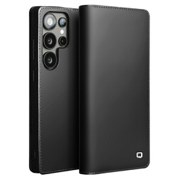 Carcasa flip pentru Samsung Galaxy S25 Ultra, QIALINO Leather Wallet, negru